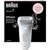 Braun Silk Epil 7 Epilatore Elettrico Donna, Rasoio Elettrico Donna, Con Testina Ampia Per Una Epilazione Semplice, Wet & Dry, Pelle Liscia a Lungo, 7-011, Bianco/Argento