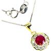egemdiamond Collana In Argento Sterling 925 Con Rubino Simulato Di 5Mm E Cz Di 18 Pollici