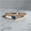 Anello 1.20 CT Zaffiro Blu Moissanite Oro Giallo 14K Donna Minimalista
