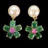 Egemdiamond Orecchini Gemma Pietra Verde Ovale Argento Sterling 925 5x4mm Perla Rubino