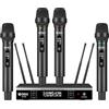 D Debra UX-400 Microfoni Wireless UHF, 4 Canali Ricaricabili Pro Palco | Microfoni Wireless UHF, 4 Canali, Ricaricabili, 80m Raggio, Sincronizzazione Automatica, Metallo, Palco Karaoke Chiesa