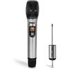 Pyle PDWMU105 - Sistema microfonico wireless UHF portatile portatile a batteria, con trasmettitore e ricevitore adattatore, per PA Karaoke DJ Party