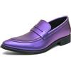 Generic GFZMF - Mocassini da uomo in stile britannico, casual, casual, a punta, in pelle PU, con cuciture, scarpe basse per uso quotidiano all'aperto, nero, verde, oro, viola
