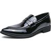 Generic GFZMF - Mocassini da uomo in stile britannico, casual, casual, a punta, in pelle PU, con cuciture, scarpe basse per uso quotidiano all'aperto, nero, verde, oro, viola