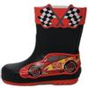 Disney Cars Lightning McQueen - Stivali di gomma per bambini, rosso e nero, stivali da pioggia con bandiera a scacchi, taglie da 38 a 42