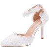 ticticlily Scarpe Donna Eleganti Decollete Punta con Tacco Alto da Sposa Tacchi con Pizzetto e Perline Cinturino alla Caviglia