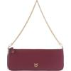 Pinko Borsa Flat Orizzontale in Pelle Liscia Bordeaux 29x10,5 cm | Chiusura a Cerniera, Tracolla a Catena, Scomparto Interno, Portabilità a Mano e Spalla, Hardware Dorato