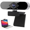 kcrnw Webcam Full HD 1080P con microfono, Plug & Play, supporta 360° | Webcam USB per videoconferenze e streaming, laptop, desktop, Mac, adatta per Linux/Windows/Mac OS, correzione automatica