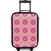 NoBoringSuitcases.com NoBoringSuitcases© Valigia Per Bambini Compatto Bagaglio Ultraleggero | 48x31x19 cm - Bagagli Rigidi LED Ruote Valigie Neonato Bimbi - Ragazzo - Faccina sorridente - Rosa - Fantasia