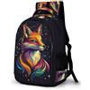 WECECE Zaini Fox Design Bambina 7 Anni Zainetto Animal Illustration Alunni Classe 1-3 Borsa Scolastica per Studenti Leggero Impermeabile Gita Scolastica Viaggio Backpack