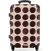 NoBoringSuitcases.com NoBoringSuitcases© Valigia Media Rigida Trolley Medio Viaggio Aereo 4 Ruote | 67x43x25 cm - Valigie Leggere Stiva M Trolly Bagaglio Luggage Pois - Motivo - Marrone