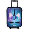 NoBoringSuitcases.com NoBoringSuitcases© Valigia Per Bambini Compatto Bagaglio Ultraleggero | 48x31x19 cm - Trolley A Mano Rigidi LED Ruote Da Viaggio - Ragazze - Unicorno - Stelle
