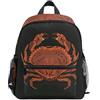 BEUSS Granchio Rosso Nero Zaino per Asilo Nido Prescolare Bambini Studente Bookbag Zainetti per Viaggio Ragazze Ragazzi 2-7 Anni Capretto