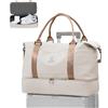 WEPLAN Borsone da Viaggio Donna Uomo Grande Borsa Weekend Borsa da Viaggio per Aereo Cabina Borsone Palestra con Scomparto per le Scarpe Bagaglio a Mano Travel Bag Impermeabile,A01-Beige con Marrone