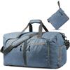 Fosmon 65L Borsone da Viaggio Pieghevole con Scomparto Scarpe, Leggero | Weekender Compatto per Sport Palestra, 62 cm Bagaglio a Mano Notte, Tasca Laterale, Sacca per Uomo Donna, Blu