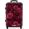 NoBoringSuitcases.com NoBoringSuitcases© Trolley Medio Rigido Valigia Media Da Viaggio Aereo | 67x43x25 cm - Leggera Ruote Valigie Stiva M Suitcase Luggage Trolly Light Dalie - Fiori - Rosso
