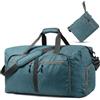 Fosmon 65L Borsone da Viaggio Pieghevole con Scomparto Scarpe, Leggero | Weekender Compatto per Sport Palestra, 62 cm Bagaglio a Mano Notte, Tasca Laterale, Sacca per Uomo Donna, Verde
