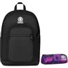 Invicta Zaino Scuola Doppio Scomparto Dial Solid, Nero, Tasca Porta Borraccia, Tasca per PC 14, Maxi Capienza, Zaino Scuola, Ragazzo e Ragazza + BUSTINA SPACE PINK INVICTA FANTASY