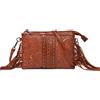 CORIOS Borse Messenger con Frange da Donna Stile Boho Borsa a Mano Borsa a Tracolla con Motivo Floreale Etnico Borsa Spiaggia Retro Bohemien Tote Pelle PU Borsa a Spalla Marrone Scuro