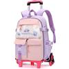 Tanou Zaino Scuola con Trolley per Ragazze per la Scuola Elementare | Zaino Rotelle Bambina alla Moda, Staccabile Zaini Elementari con 6 Ruote, Mittelgroße, Viola