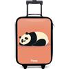 NoBoringSuitcases.com NoBoringSuitcases© Valigia Per Bambini Compatto Bagaglio Ultraleggero | 48x31x19 cm - Trolley A Mano Rigidi LED Ruote Da Viaggio - Ragazzo - Panda - Dormire - Arancione