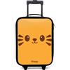 NoBoringSuitcases.com NoBoringSuitcases© Valigia Per Bambini Compatto Bagaglio Ultraleggero | 48x31x19 cm - Trolley A Mano Rigidi LED Ruote Valigie Neonato - Ragazzo - Kawai - Tigre - Arancione