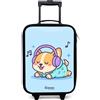 NoBoringSuitcases.com NoBoringSuitcases© Valigia Per Bambini Compatto Bagaglio Ultraleggero | 48x31x19 cm - Bagagli Rigidi LED Ruote Valigie Neonato Bimbi - Ragazzo - Kawai - Cane - Musica