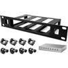 BlitzPro Supporto per Netgear GS308EP e per TP-Link TL-SG108PE supporto per rack da 10 pollici per 8 porte interruttore in per armadio a rete installazione set professionale di 4 pezzi viti di