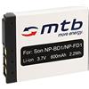 mtb more energy Batteria NP-BD1 compatibile con Sony Cyber-shot DSC-G3, T2, T70, T75, T77, T90, T200