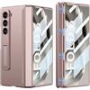 COQUE Custodia per Galaxy Z Fold 6,Pellicola Protettiva Guscio Integrato Guscio Pieghevole All-Inclusive,Cover Telefono Pieghevole per Samsung Galaxy Z Fold 6 5G-Oro rosa