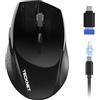 TECKNET PRO Mouse Bluetooth Ricaricabile (2BT5.0+2,4GHz), Mouse Wireless | 6400DPI Silenzioso Mouse con 6 Pulsanti, Mouse Senza Fili Ergonomico con ricarica USB-C Adatto per Laptop/PC/Tablet/MacBook