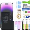 H&LYCYJ Batteria per iPhone 14 Pro Max | 4323mAh Portare kit di strumenti，Sostituire la batteria，Polimero al litio，per modelli:A2894 A2651 A2893 A2895