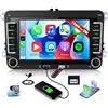 CAMECHO CarPlay - Autoradio da 7 pollici, per VW Golf 5/6 Polo Passat Seat Touran Skoda Tiguan con telecamera di retromarcia, radio Bluetooth Android Auto senza fili, FM, RDS, 2 porte USB, comandi al