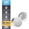 ABSINA Confezione da 5 pile SR44 1,55 V ossido d'argento | Batteria SR44 anti-perdita e lunga durata - Per orologi, calcolatrici, strumenti di misura e altro