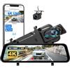 CAMECHO Dashcam Specchio 9.66 Pollici 4K Touch Screen WiFi con Doppia Dashcam Anteriore/Posteriore, Telecamera per Auto Retrovisore, Registrazione in Loop, Sensore G, Assistenza al Parcheggio