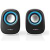 NEDIS CSPR10020BU - Altoparlante per PC, 2.0, 12 W, presa 3,5 mm, colore: Bianco/Blu