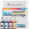 Mondo Stampa Kit 4 Flaconi 70ml compatibili con Epson EcoTank 102 104 | ET-2710 ET-2720 ET-2810 ET-4700 ET-4800 ET-3700 ET-L3150 ET-L5190 - lista completa in descrizione