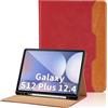 Oduio Custodia per Samsung Galaxy Tab S12 Plus 12,4 2026 (SM-X840/X846B), rossa | Custodia protettiva in pelle PU Business Folio con S portapenne, supporto multi-angolo con cinturino da polso e tasca