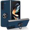 COQUE Custodia per Galaxy Z Fold 5 5G Cover, Pellicola Shell All-inclusive Custodia per telefono con supporto video ad anello, Cover pieghevole per Samsung Galaxy Z Fold 5 5G-Blu Reale
