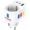 DCHK HARIBO Adattatore da Presa USB-C 30W con 2 USB-C e 1 USB-A, Caricatore Rapido GaN a 4 Porte, Alimentatore USB-C per iPhone 17 16 15, per iPad, Pixel, Compatto da Viaggio, Regalo, Blu