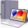 FOGARI Per Xiaomi Redmi Pad 2 Pro 2025/Poco Pad M1 12.1 Pollici Cover Tastiera | Custodia Tastiera Bluetooth Rimovibile con Retroilluminazione 7 colori e Touchpad, Keyboard Wireless Portatile, Viola