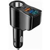 NOWEISU Sdoppiatore Accendisigari Auto 12 V/24 V, Caricatore Auto USB C | Caricabatterie Auto Accendisigari con Voltmetro LED Ricarica Rapida per Telefono GPS Fotocamera