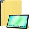 CoBak Cover per Samsung Galaxy Tab A11+ Plus 11 Pollici 2025/A9+ Plus 2023, Custodia in Pelle PU con Retro Trasparente, Smart Cover con Chiusura Magnetica e Multi-Angolo di Visione, Giallo limone