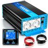 BENNTOP 1000W/2000W Inverter 12V 220V Onda Pura Invertitori di corrente | Convertitore con 5M LCD Telecomandoler, 3.1A USB-A & USB-C PD30W, 2 Prises EU Per Camper, Elettrodomestici, Solare