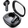 AOSRAU Cuffie Bluetooth In-Ear con Ganci 50H IPX7 Stereo Bass LED per Fitness Nero | Fissaggio stabile in corsa, impermeabile, suono HiFi stereo, ideale per fitness e ufficio, compatibile con smartphone.