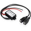 Tomedeks 1 pezzo Adattatore USB da 12V a USB, Convertitore trasformatore di Potenza 12V 5V 3A convertitore con Doppi connettori Adattatore, per autoradi | Convertitore regolatore di tensione ridotto