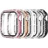 Simpeak 5 Pezzi Cover Glitterate Compatibile con Apple Watch Series 9/8/7 | Custodia Protettiva Rigida a Doppia Fila di Diamanti con Vetro Temperato per Apple Watch Serie 9/8/7 41mm