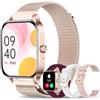 Iaret Orologio Smartwatch Donna, 1,85 Smart Watch Effettua/Risposta Chiamate, 100+ Modalità Sportive Contapassi Monitoraggio Sonno Cardiofrequenzimetro, Fitness Tracker per Android & iOS (Oro Rosa Maglia)