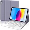 FOGARI Per iPad A16 11/10 Generazione 2025/2022 11/10.9 Pollici Cover Tastiera | Custodia Tastiera Bluetooth Rimovibile con Touchpad per Ufficio/Studio/Scrittura, Keyboard Wireless Portatile, Viola