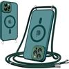 Pnakqil Cover Magnetica con Cordino per iPhone 13 Pro Max, Compatibile con MagSafe, Sottile con Laccio Collana Tracolla Regolabile AntiGraffio Case con Collana-Verde